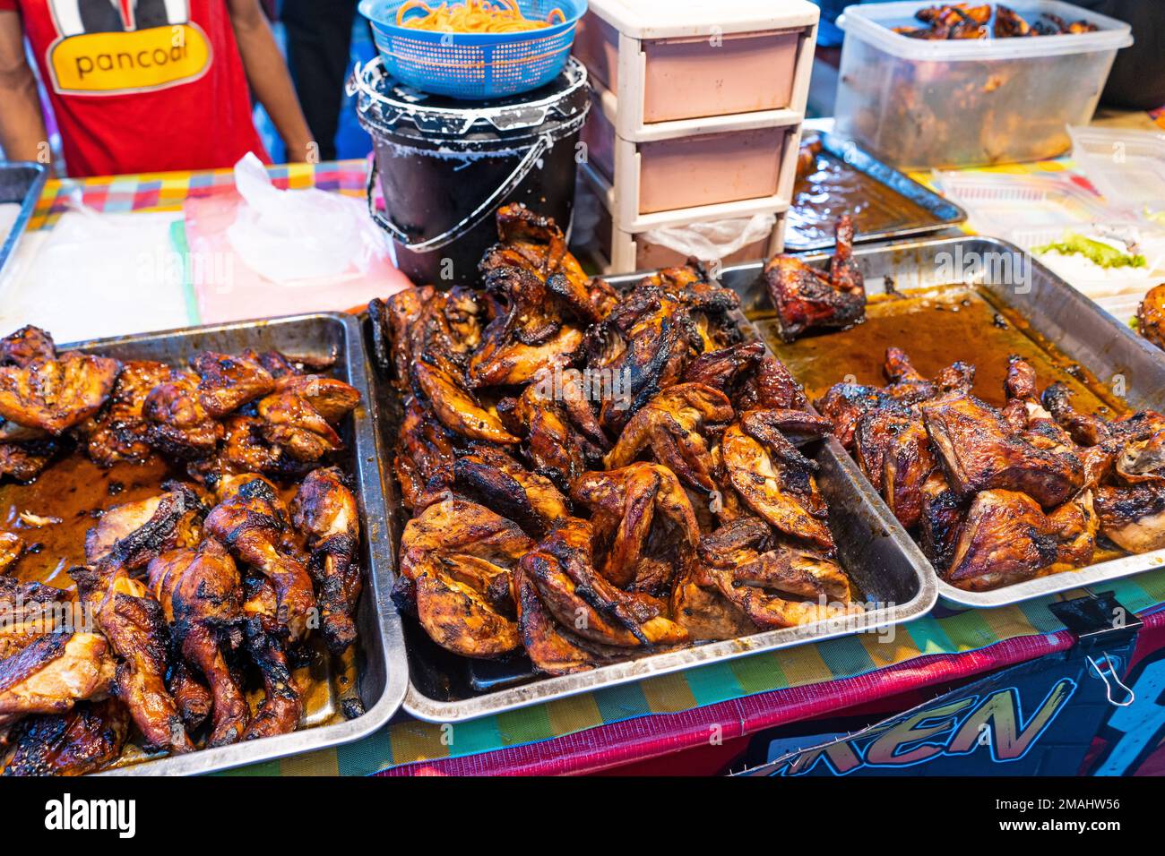 Grilled chicken wings at food market in Masjid Jamek Kuala Lumpur