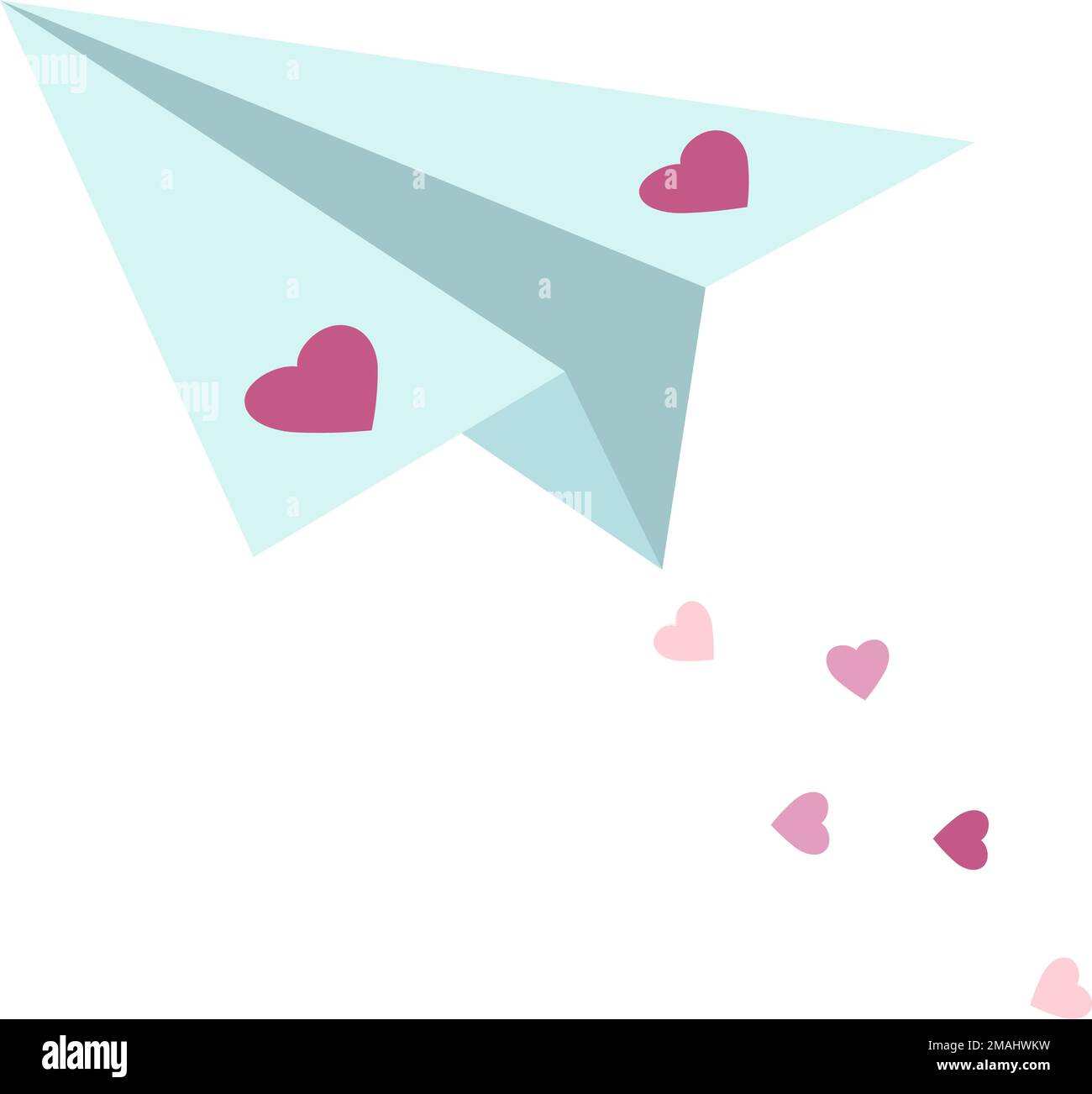 Valentine's day paper plane with hearts on wings. Festive design element for the valentine holidays, events, discounts, and sales. Vector illustration Stock Vector