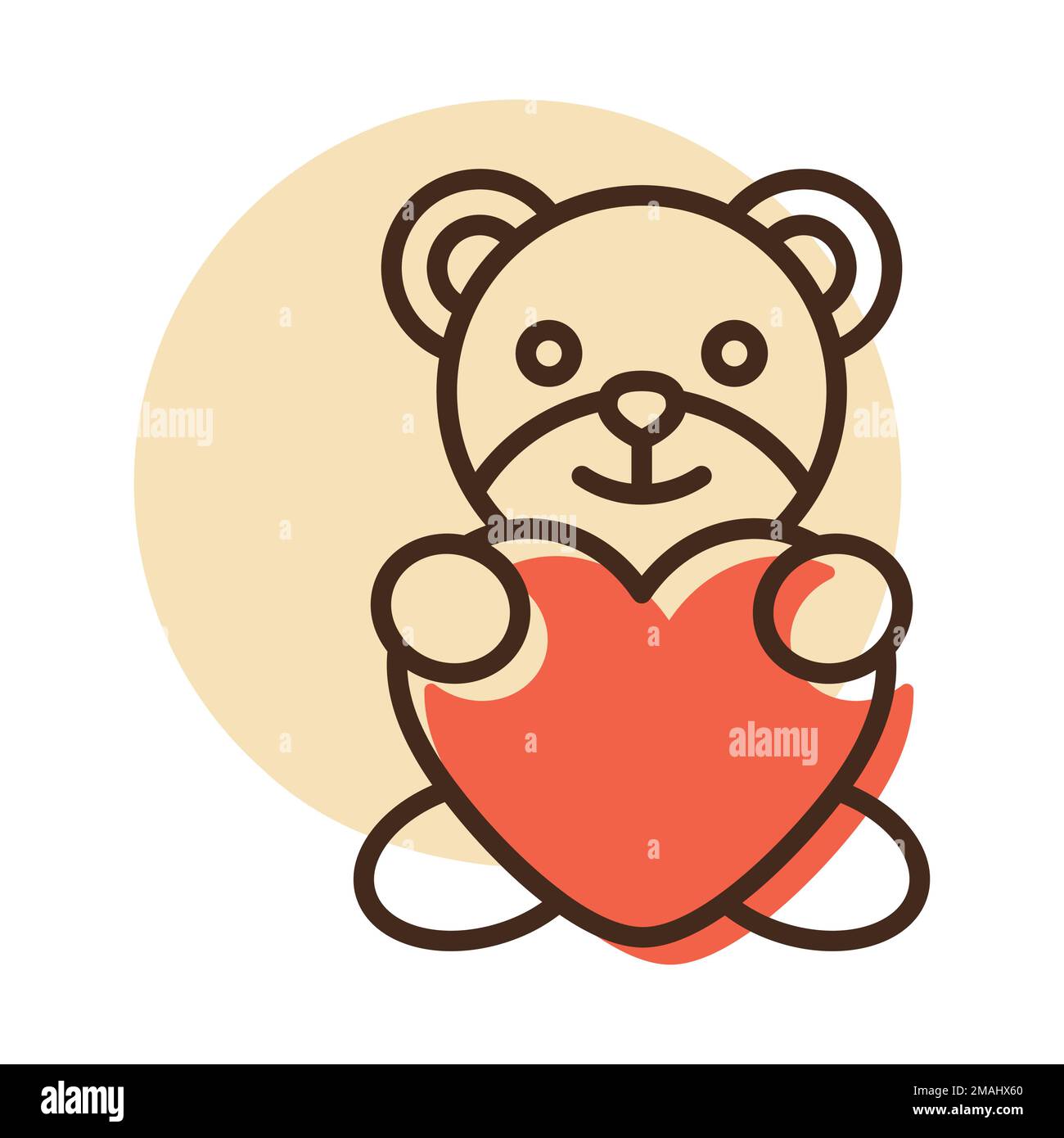 Teddy holding in the paws of big heart icon. Valentine day symbol ...