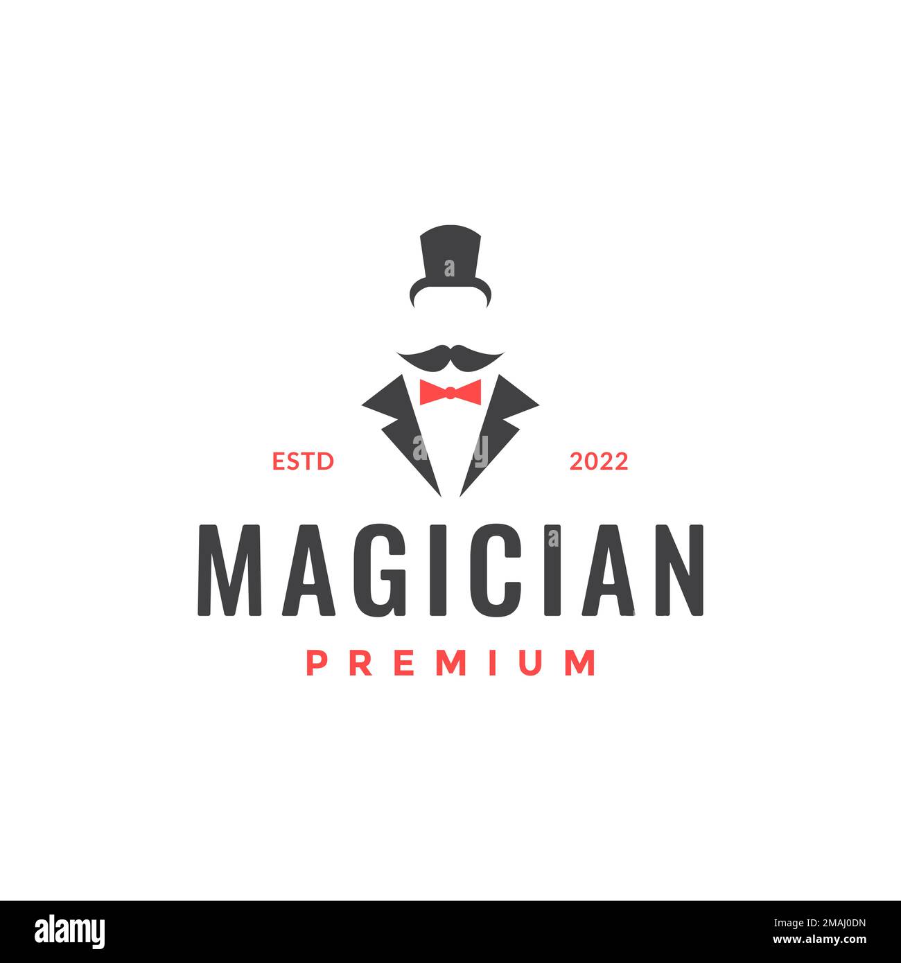 man long mustache magician business suit and long hat entertain with