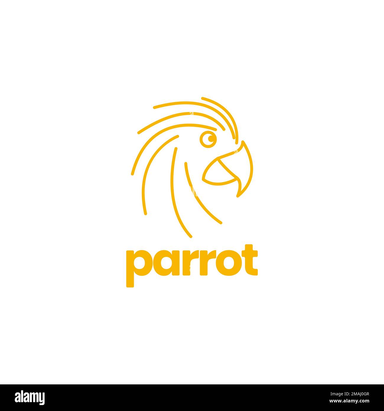 portrait parrot bird smile happy lines cute cartoon minimal logo design vector icon illustration template Stock Vector