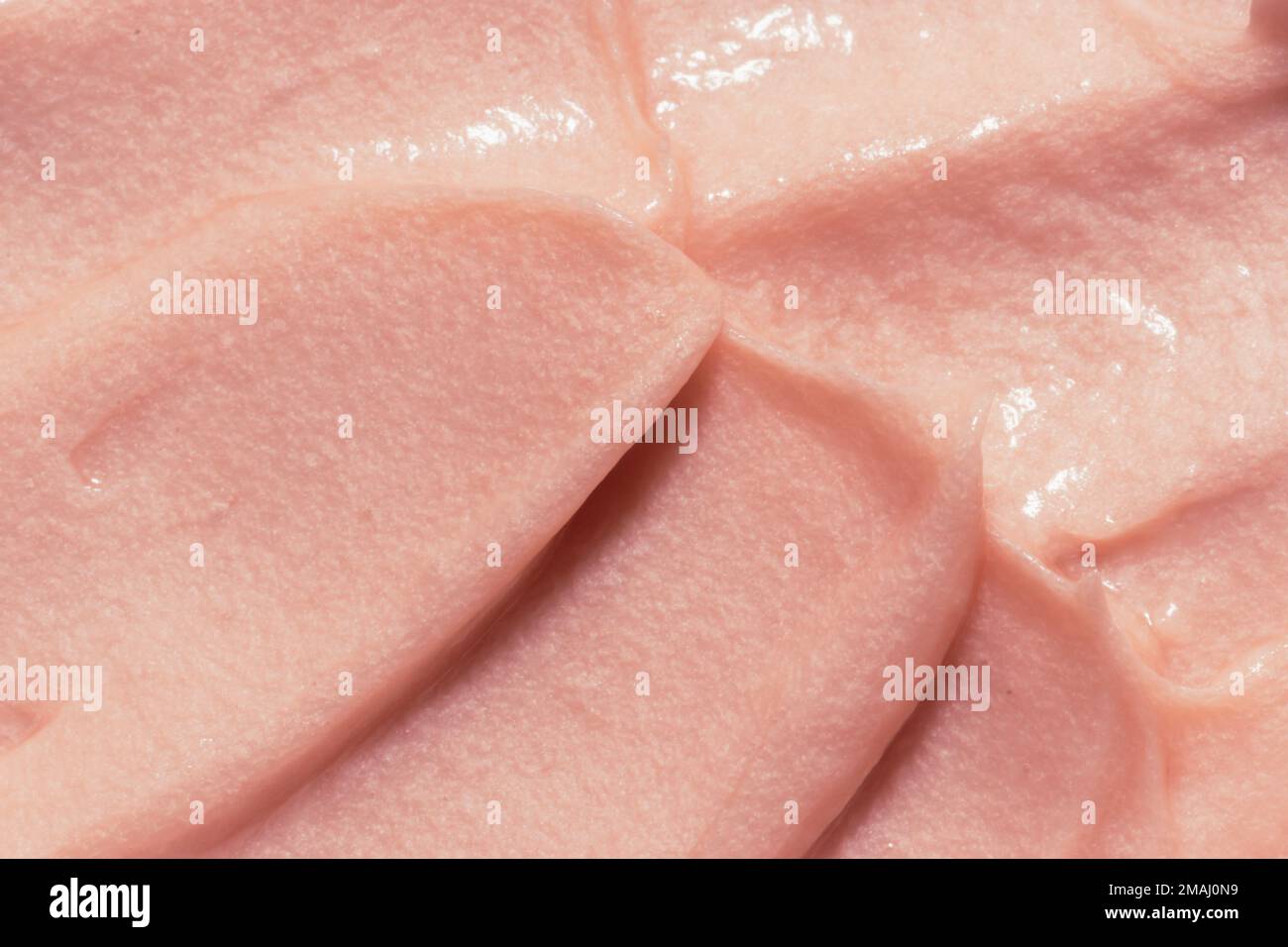 Texture of cosmetic mask cream or clay background. Smear of cosmetic cream. Creamy foundation texture. Smear of face placenta cream. Copy space for Stock Photo
