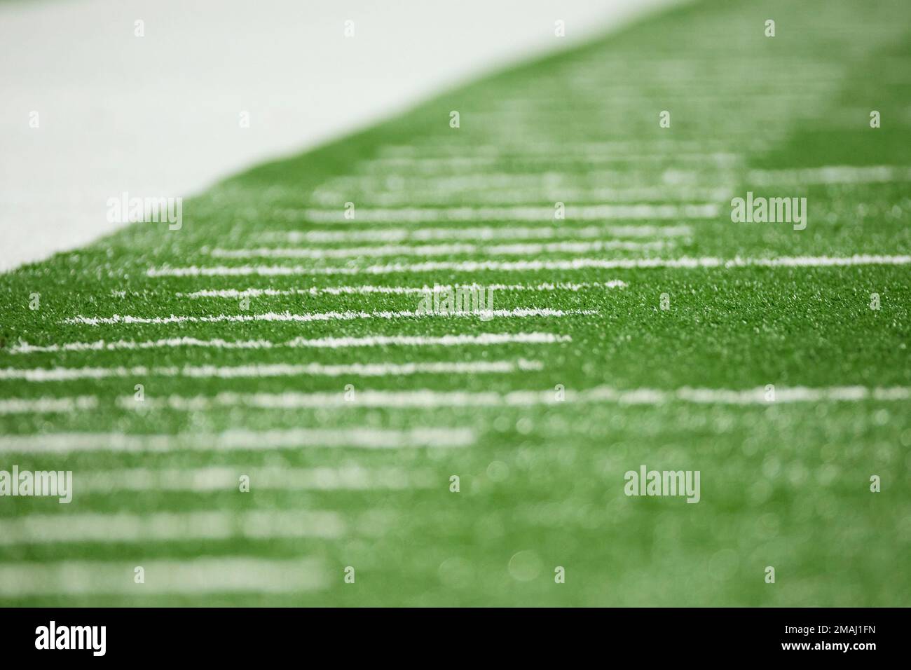 Hash marks on the field during an NFL football game, Sunday, Sept. 11