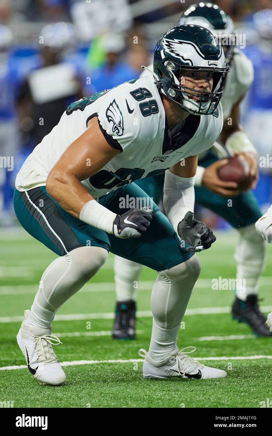 Philadelphia, United States. 21st Jan, 2023. Philadelphia Eagles tight end  Dallas Goedert (88) celebrates his touchdown during the first half of the  NFL Divisional Round Playoff game against the New York Giantsat