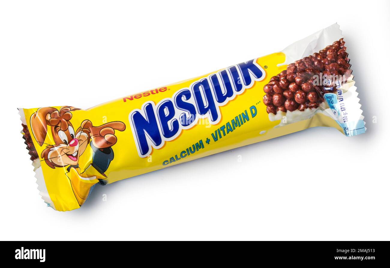CHISINAU, MOLDOVA NOVEMBERL 14, 2015. Nestle Nesquik Cereal bar