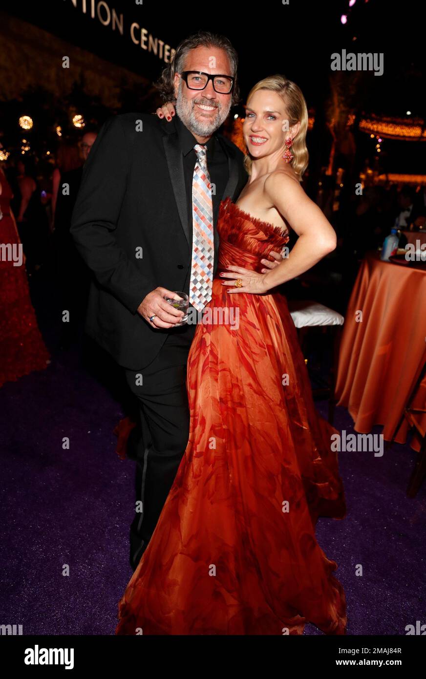 Graham Larson, left, and Rhea Seehorn at the 74th Emmy Awards Governors