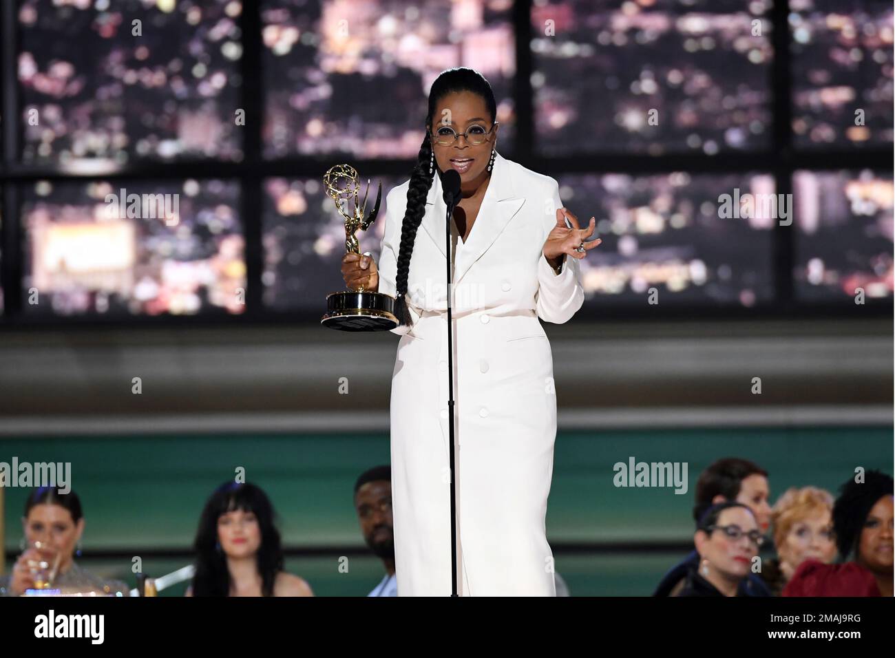 Oprah Winfrey presents the Emmy for outstanding lead actor in a limited