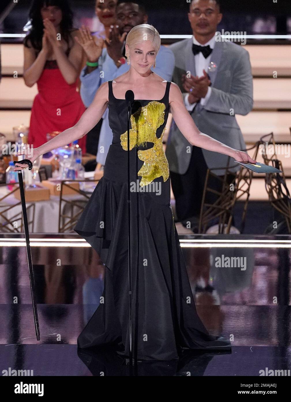 Selma Blair receives a standing ovation as she presents the Emmy for