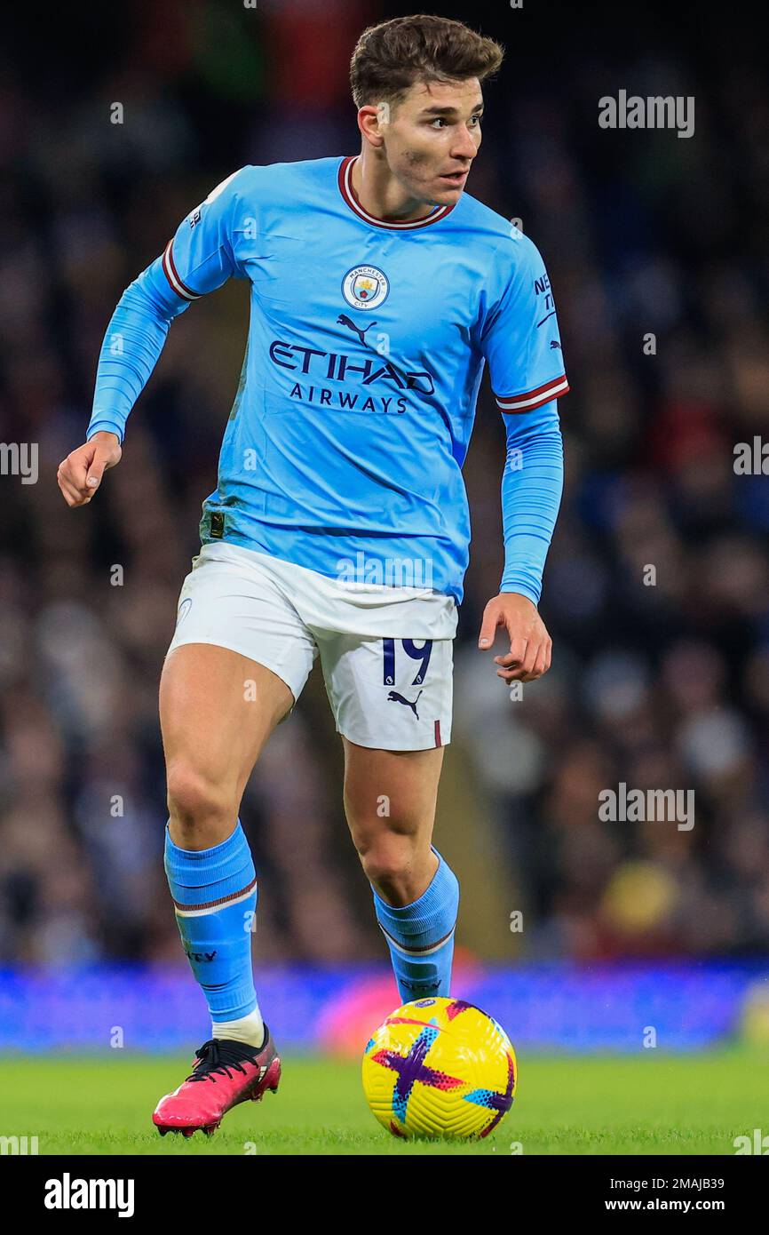 Manchester, UK. 19th Jan, 2023. Julian Alvarez #19 of Manchester