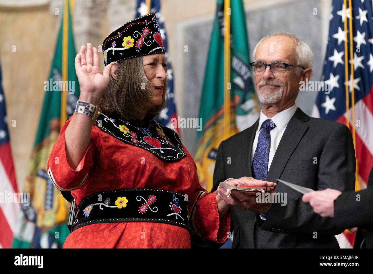 Lynn Malerba, the new Treasurer of the United States is sworn-in during ...