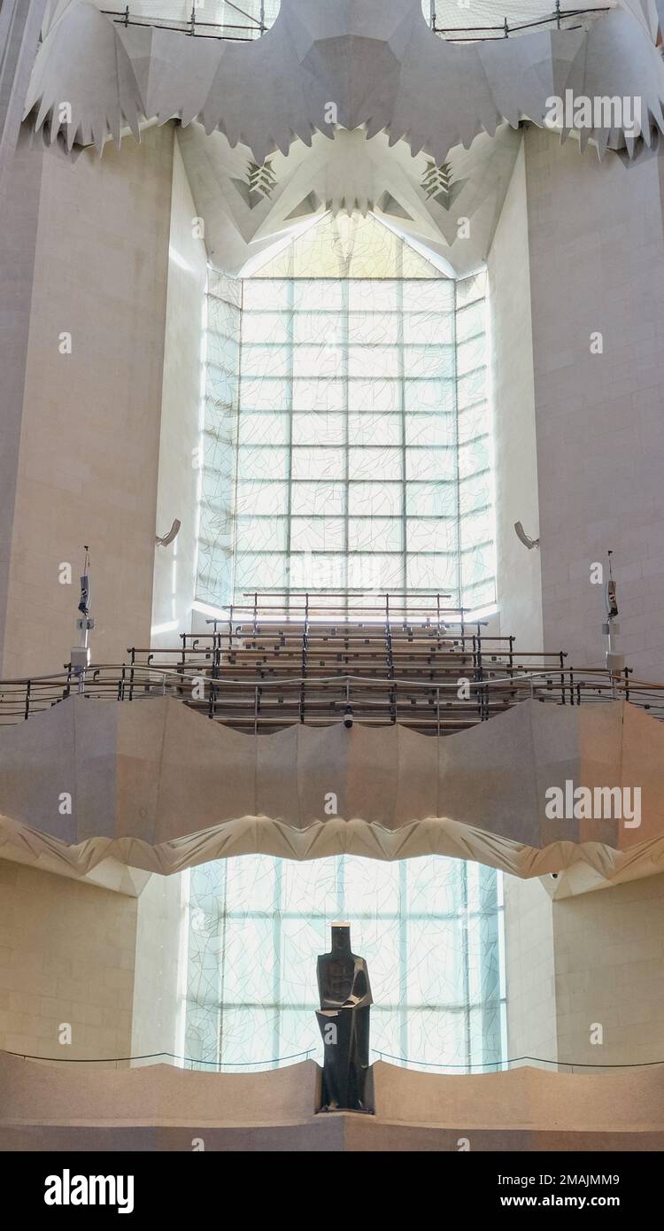 A vertical of the mesmerizing Glory Facade from inside of the Sagrada