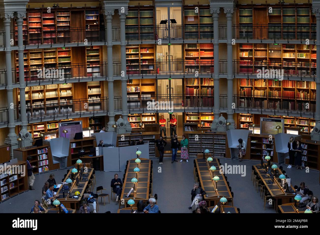 A view shows the main Oval room of the Richelieu Bibliotheque Nationale de  France, BNF Richelieu, in Paris, France, Monday, Sept. 12, 2022. After the  completion of 10 years renovation project, the