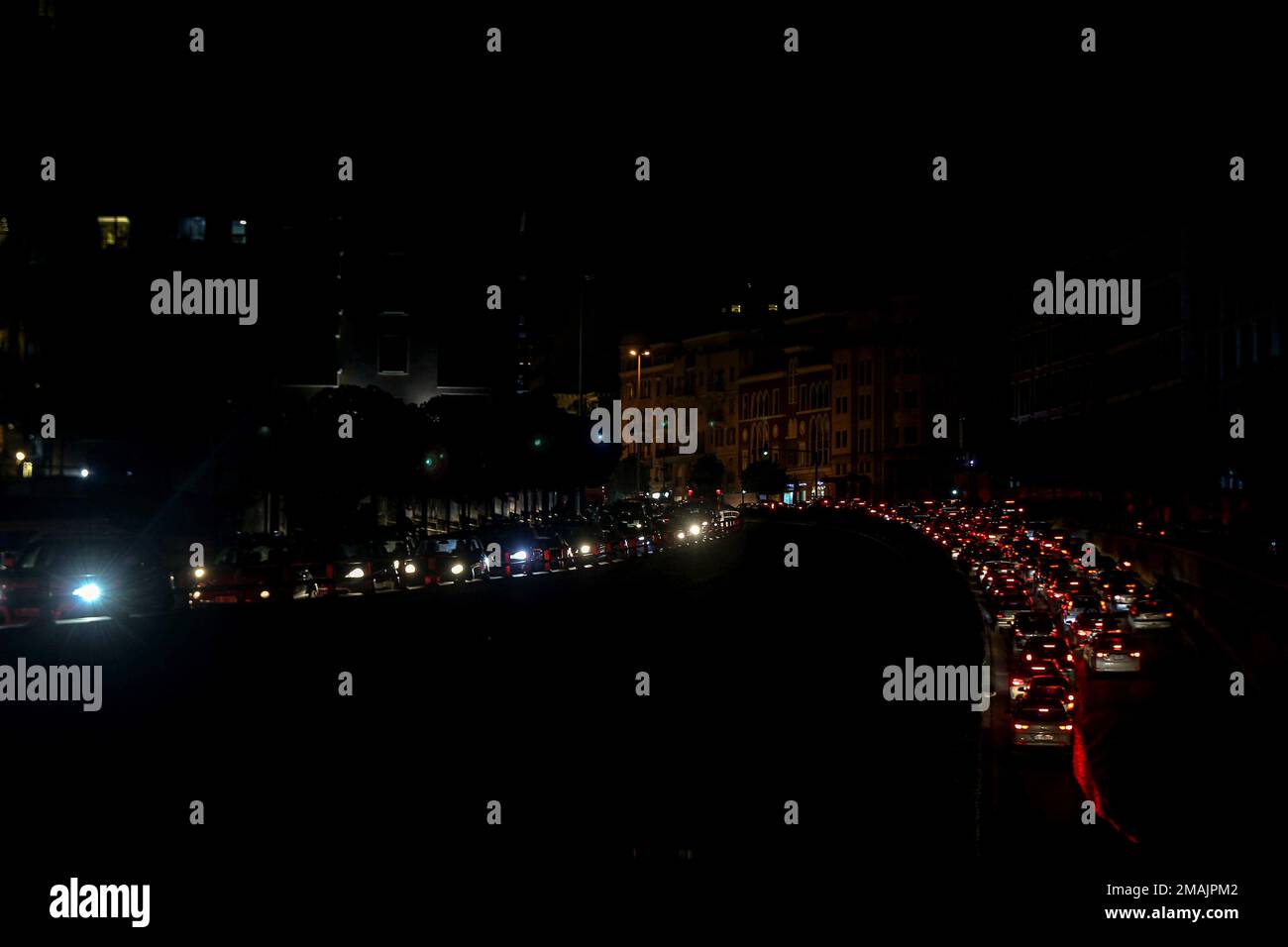 Beirut, Lebanon. 19th Jan, 2023. Cars are stuck in Beirut after