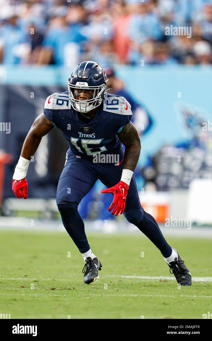 Tennessee Titans wide receiver Treylon Burks (16) runs a route during
