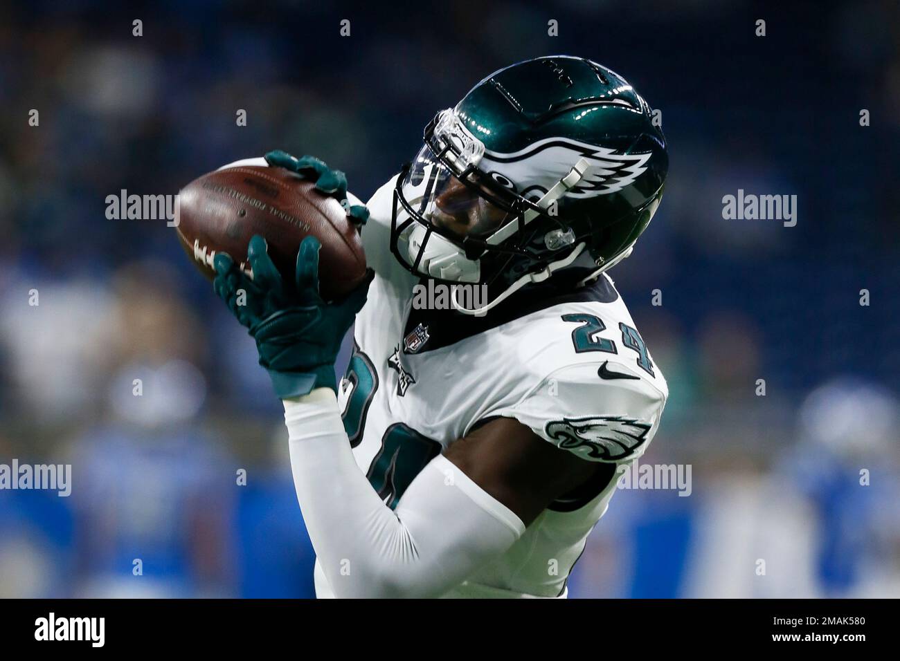 Philadelphia Eagles cornerback James Bradberry catches a ball before an NFL football game