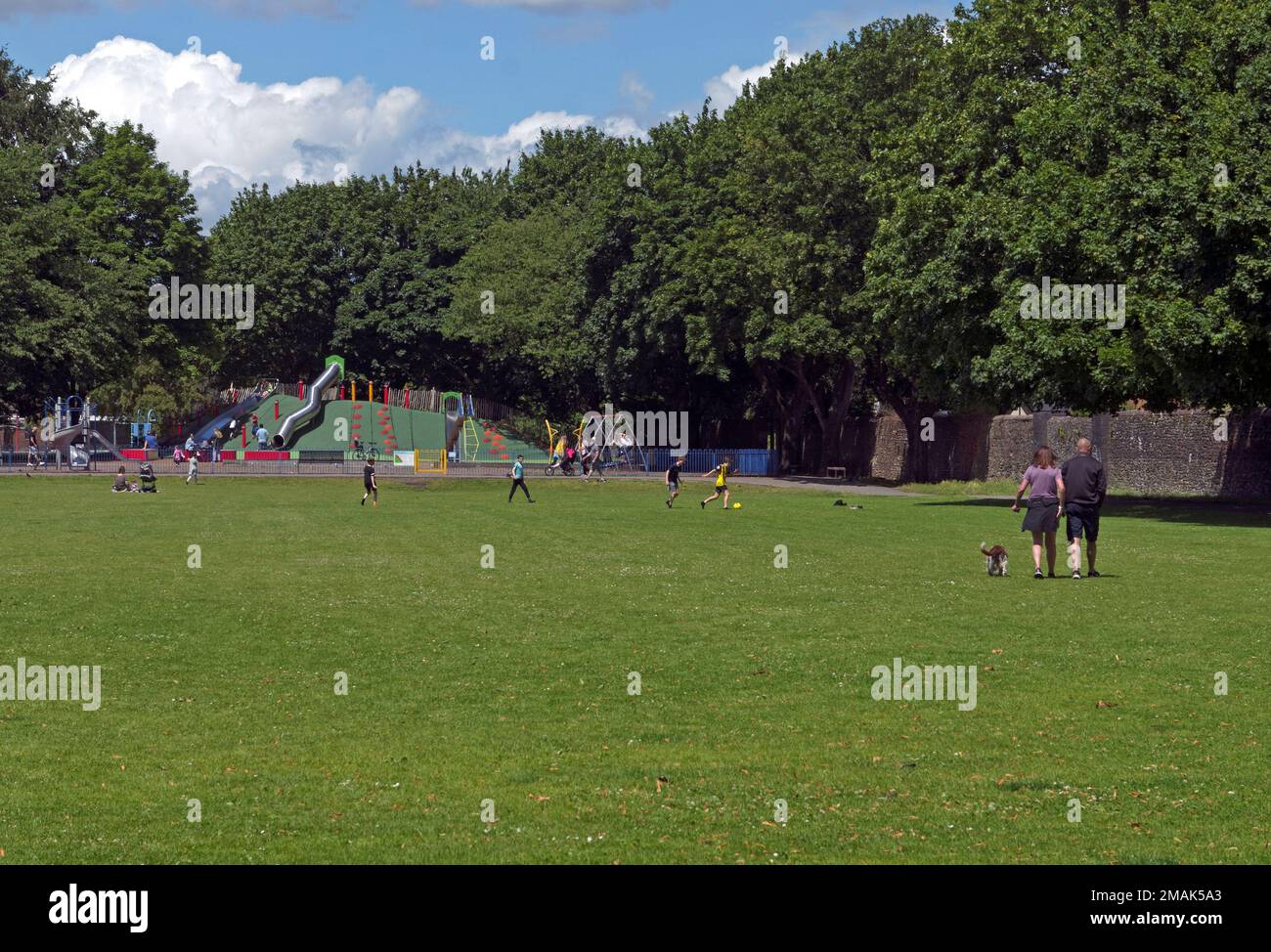 Children's playground and parkland at Llandaff Fields, Cardiff. Taken July 2022 Stock Photo