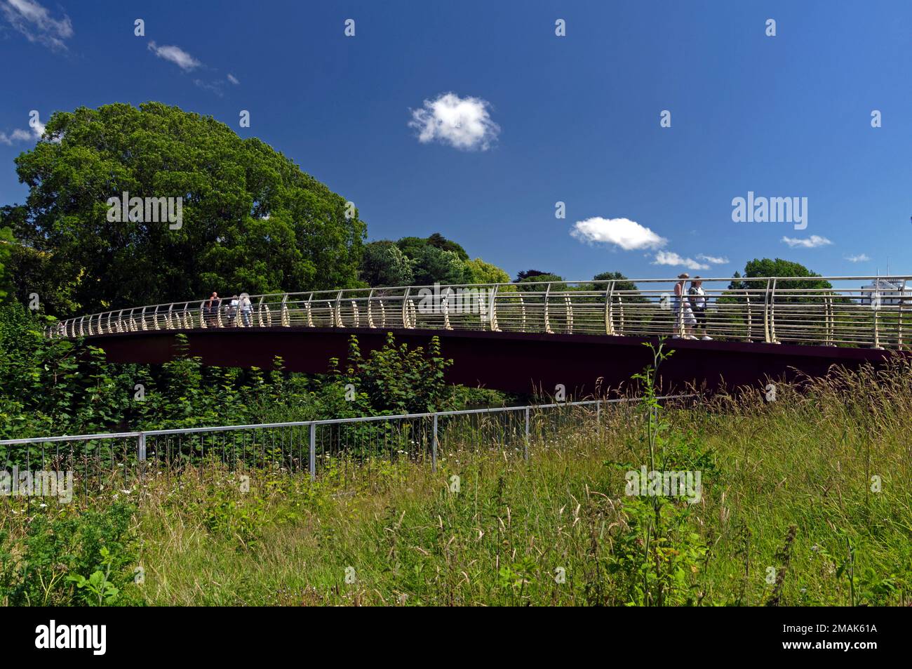 The Millennium footbridge from Sophia Gardens across the River Taff to Bute Park Cardiff. 2023 Stock Photo