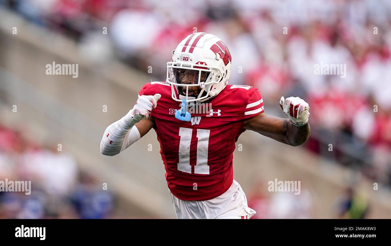 Wisconsin wide receiver Skyler Bell (11) during first half of an NCAA