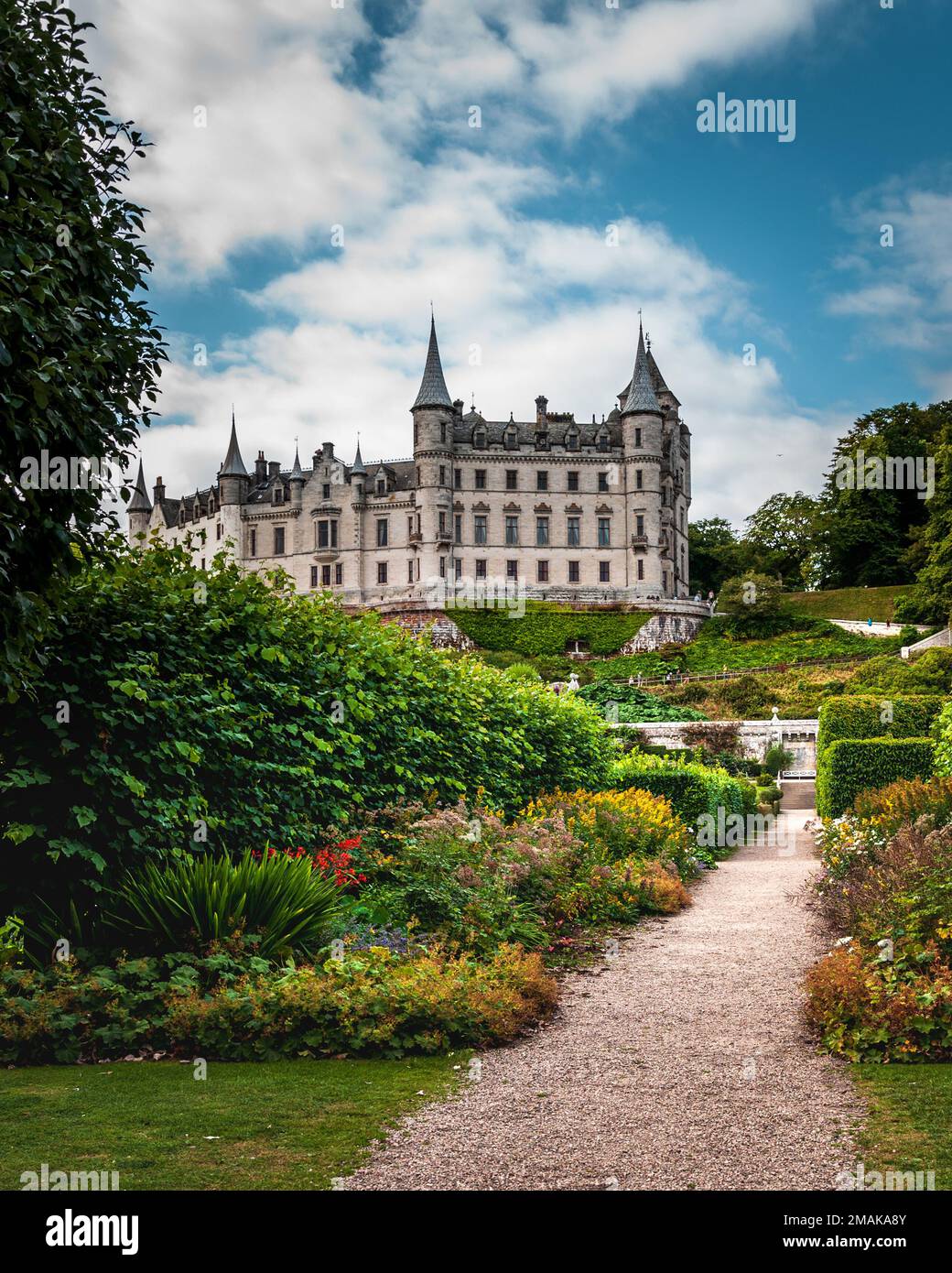 Dunrobin Castle in Sutherland, north east Scotland, overlooks the Dornoch Firth and is a worthwhils stop on the North Coast 500 route Stock Photo