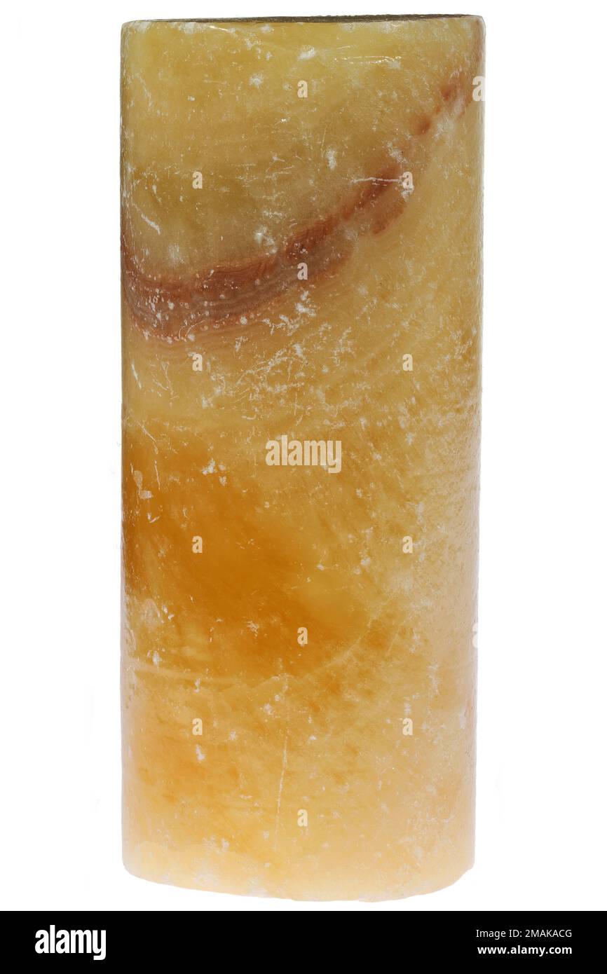 orange calcite drill core isolated on white background Stock Photo