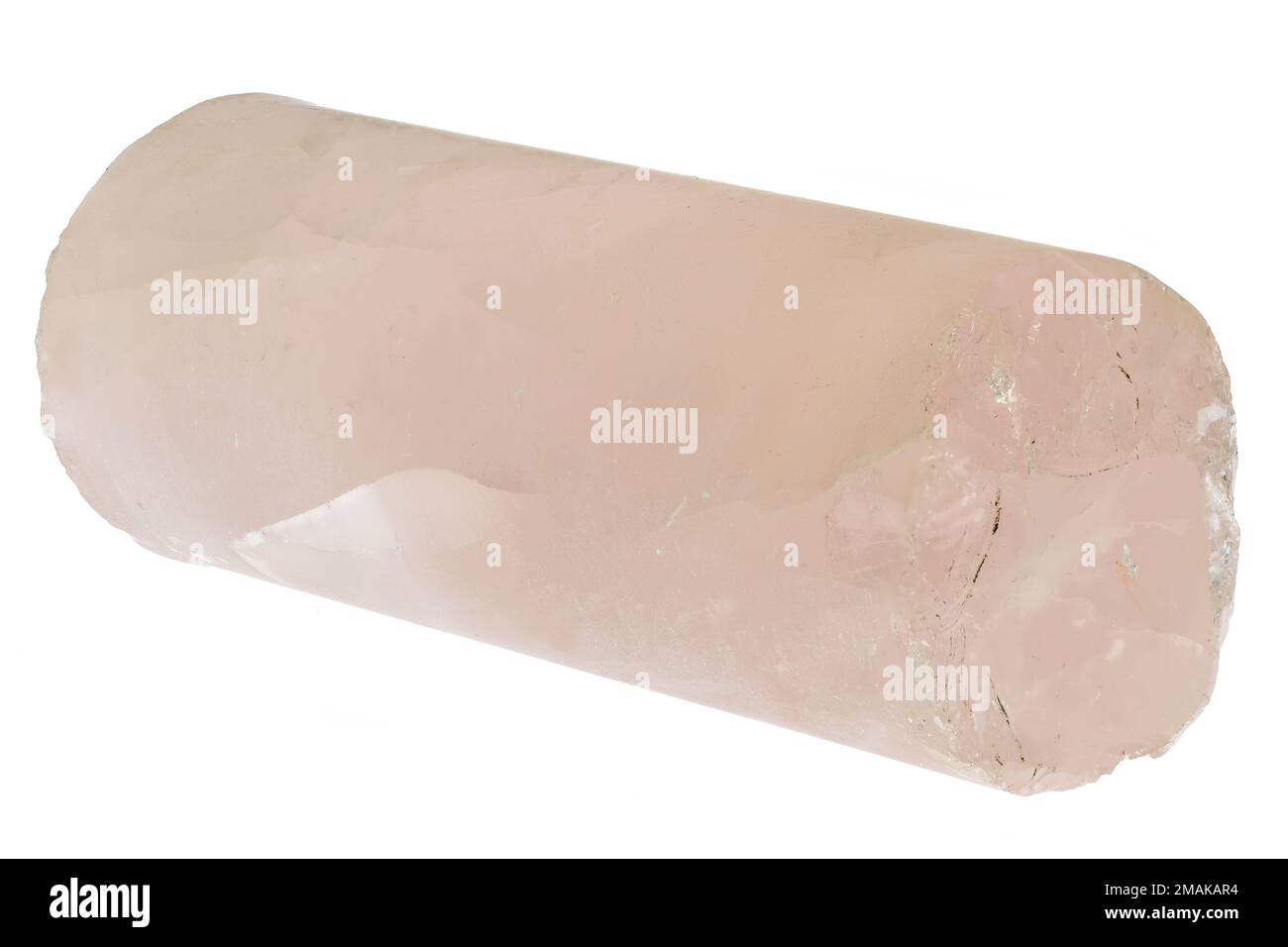 rose quartz drill core isolated on white background Stock Photo
