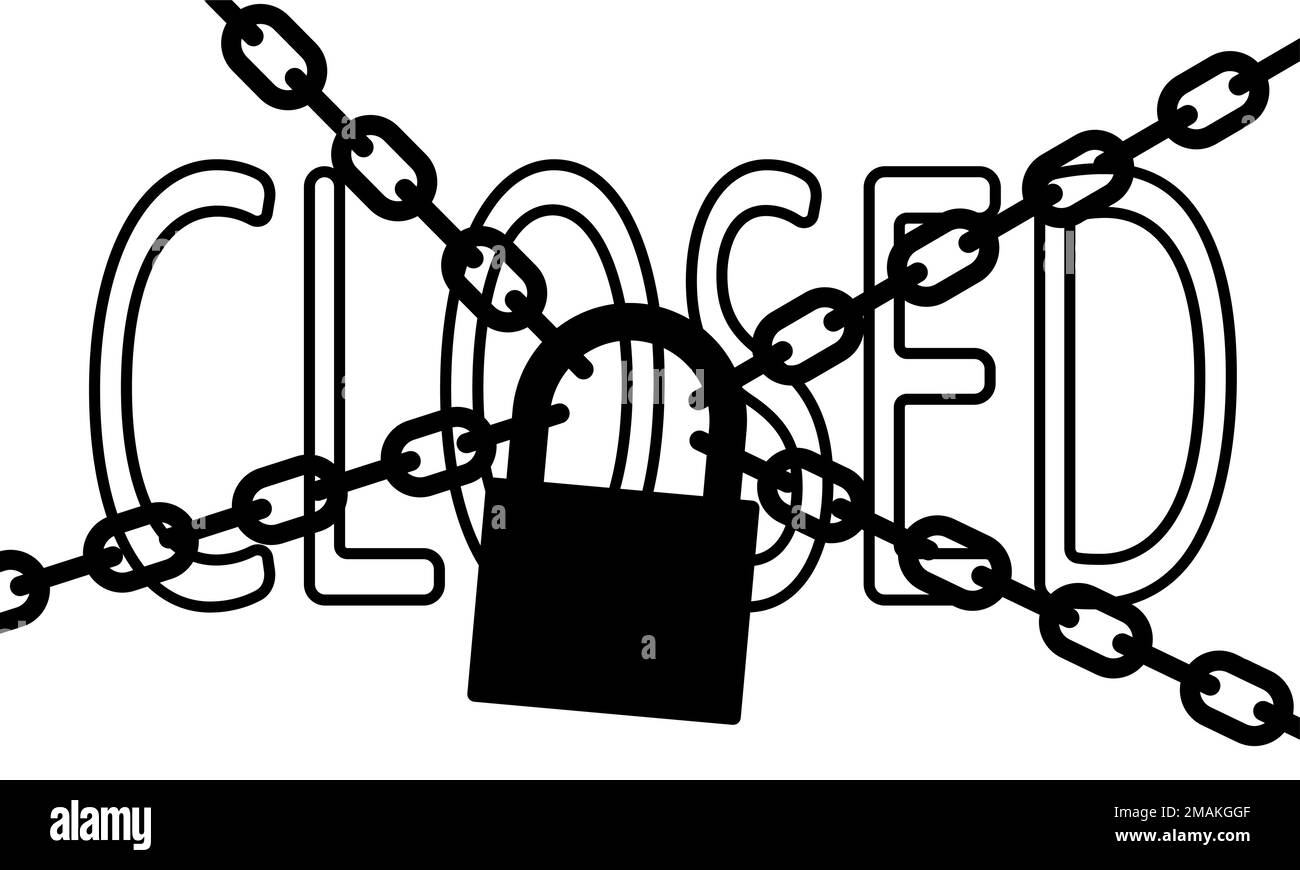 Silhouette illustration of a closed padlock with a crossed chain Stock ...