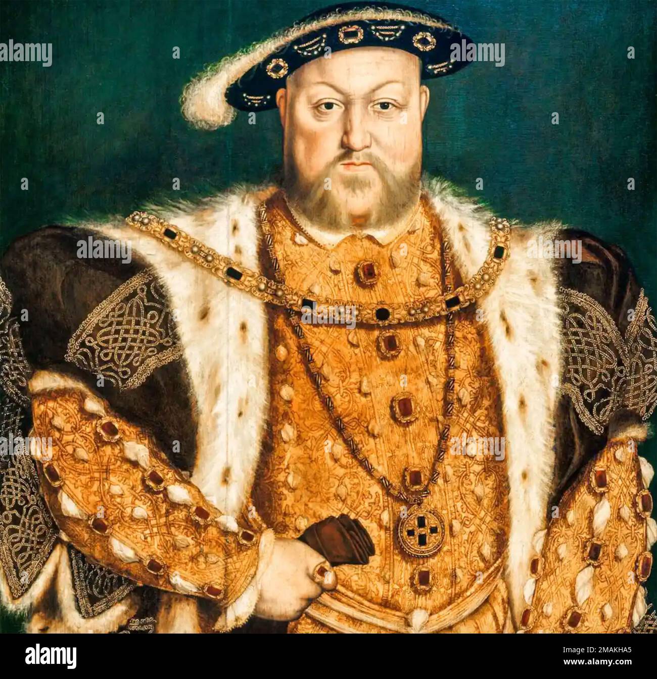 HENRY VIII (1491-1547) section of painting  after Hans Holbein about 1540 Stock Photo
