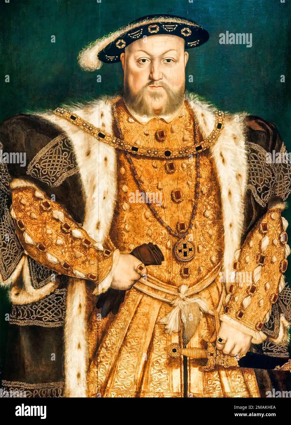 HENRY VIII (1491-1547) section of painting  after Hans Holbein the Younger Stock Photo