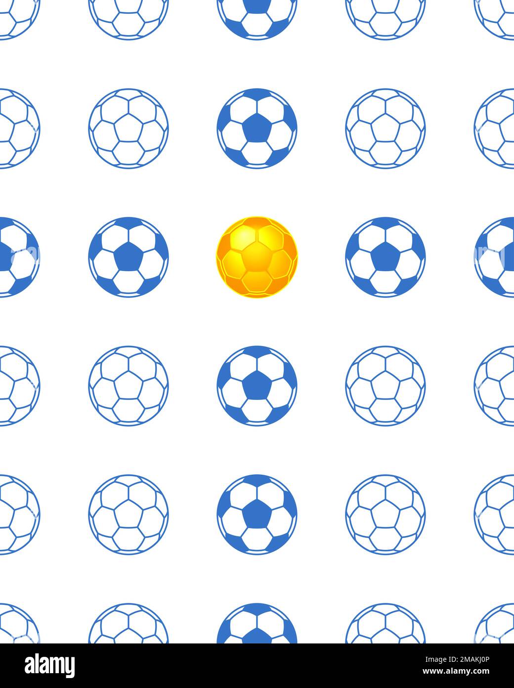 Seamless pattern of blue and gold soccer balls Stock Vector