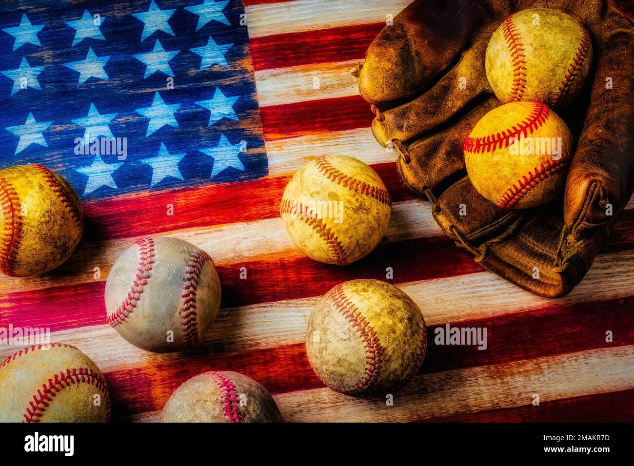 Flag With Baseballs Stock Photo