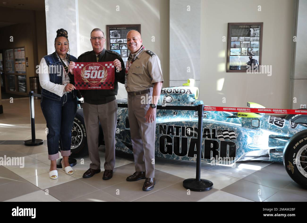 The Adjutant General of Ohio, Maj. Gen. John C. Harris Jr., and his wife, Angela, joined the Adjutant General of Indiana, Maj. Gen. Dale Lyles, and his wife, Sherry, at the Indianapolis Motor Speedway for the Indy 500, May, 29, 2022. Stock Photo