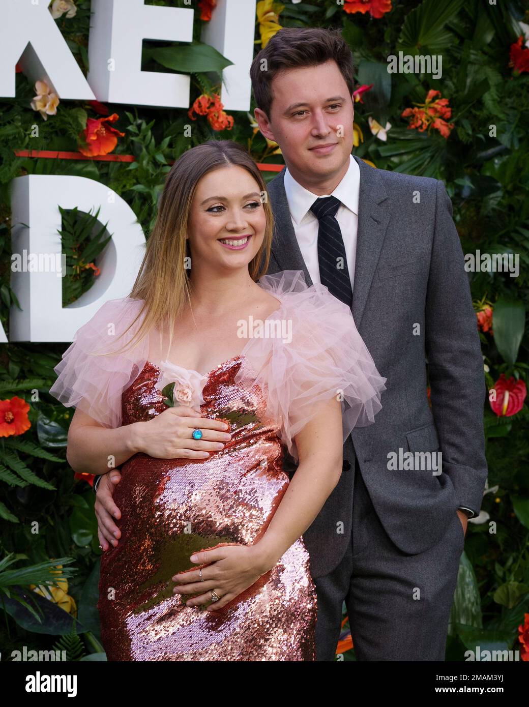 Billie Lourd, left, and Austen Rydell pose for photographers upon ...