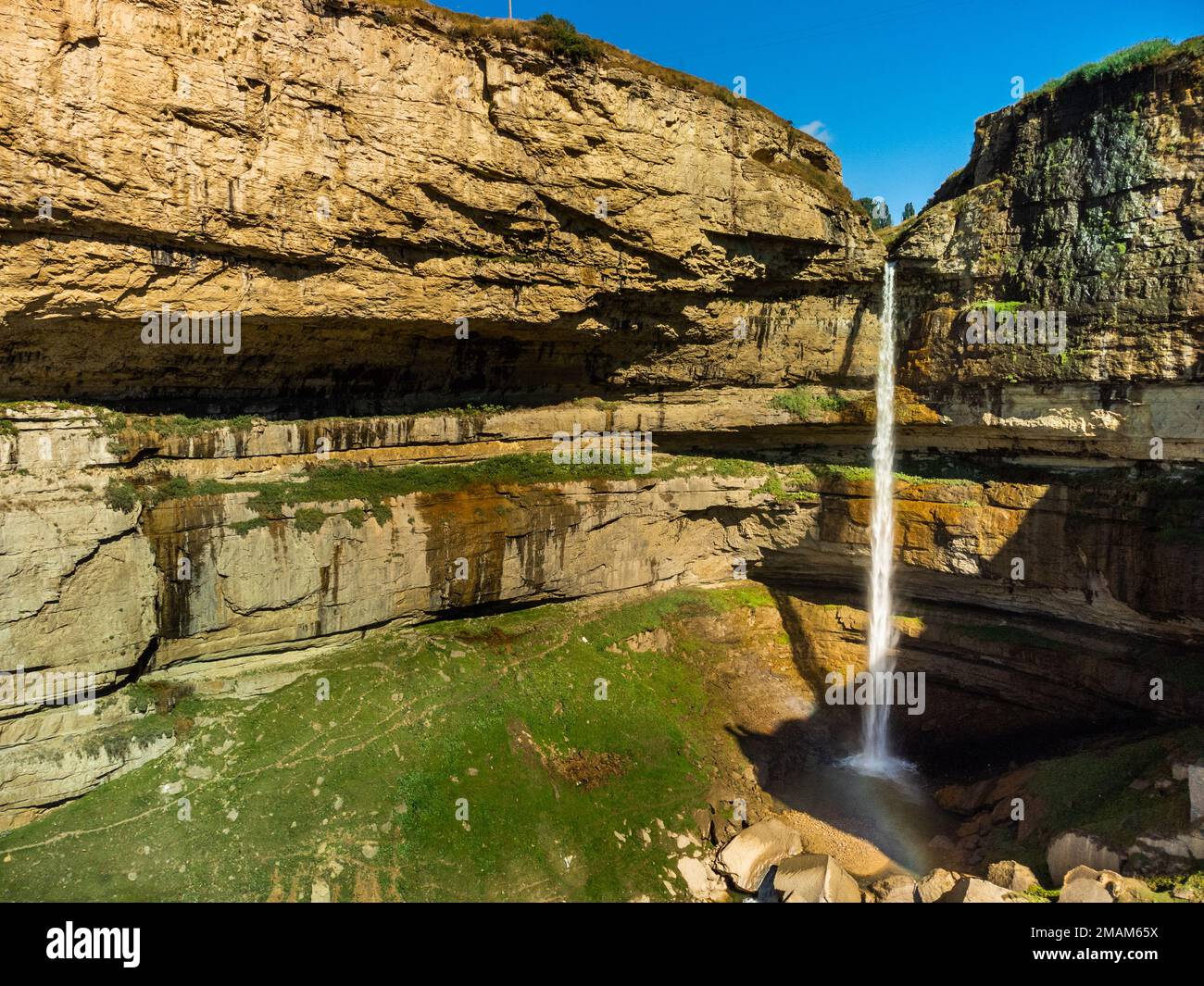 Hunzah. Tobot Waterfall. Canyon Of Khunzakh. Sights Of The Caucasus mountains. Russia, Dagestan Stock Photo