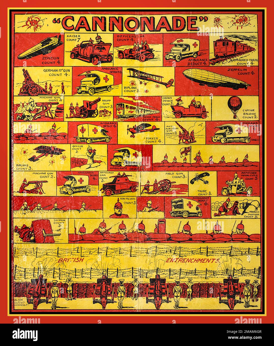 WW1 Board game illustrating the conflict with German Imperial Army  'Cannonade' board game produced 1916  The “Cannonade” board game shows patriotic fervour back home during World War 1 in New Zealand Stock Photo