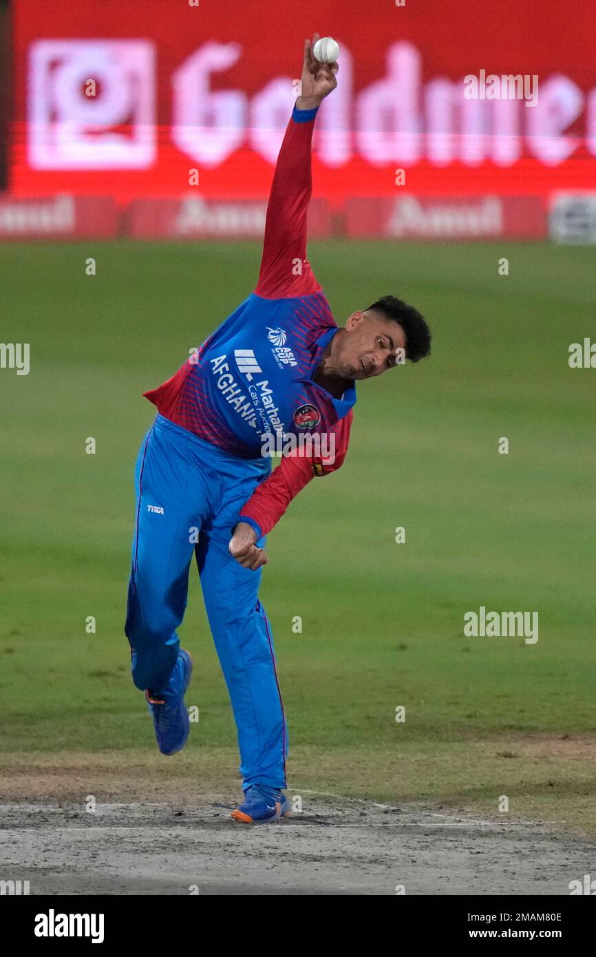 Afghanistans Mujeeb Ur Rahman bowls a delivery during the T20 cricket match of Asia Cup between Pakistan and Afghanistan, in Sharjah, United Arab Emirates, Wednesday, Sept