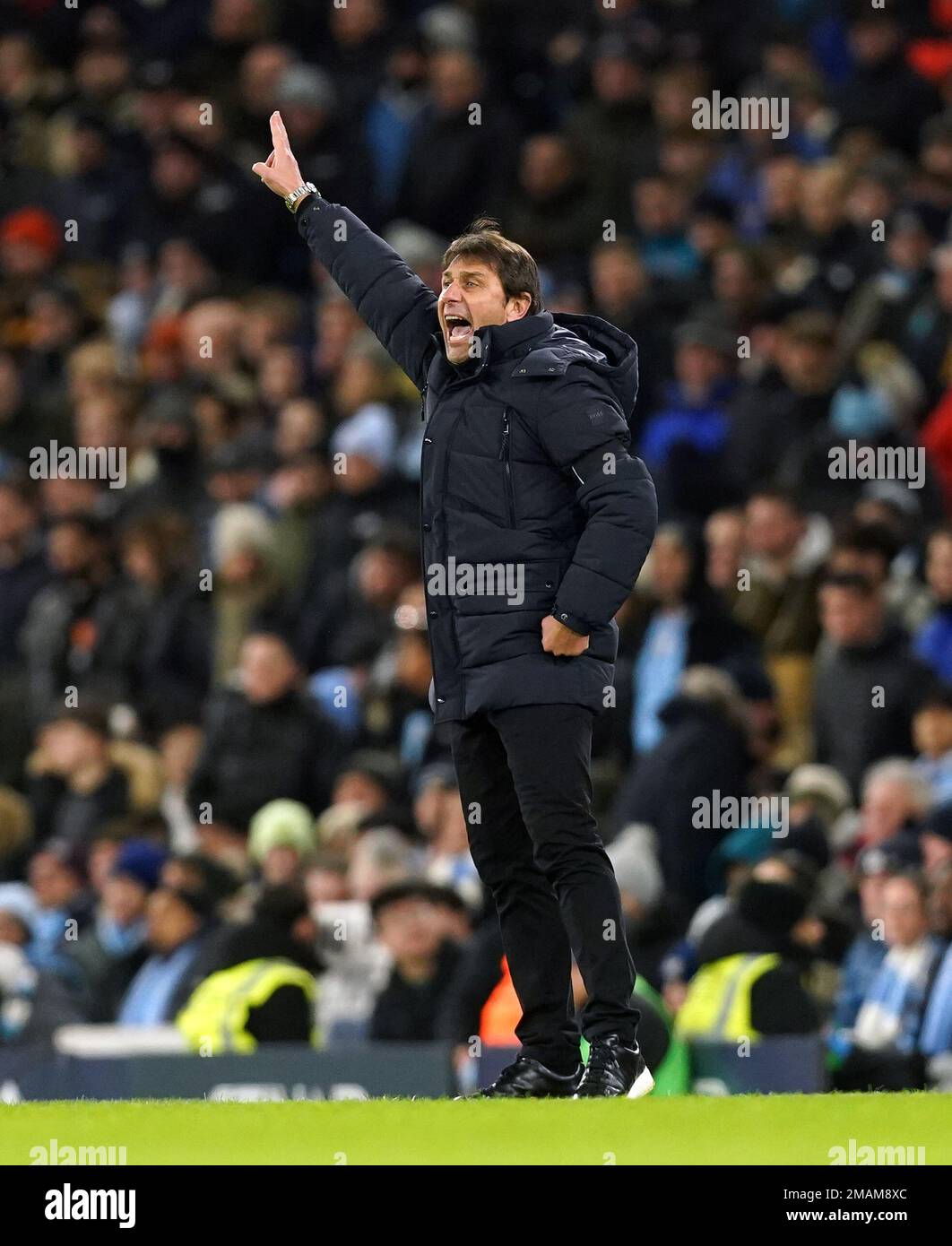 Tottenham Hotspur manager Antonio Conte gestures on the touchline ...