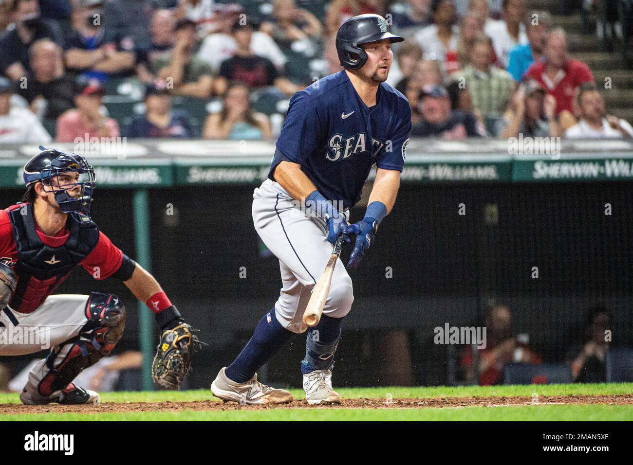 Seattle Mariners' J.P. Crawford runs to first on his RBI single against the  Oakland Athletics during the fourth inning of a baseball game Wednesday,  May 24, 2023, in Seattle. (AP Photo/John Froschauer