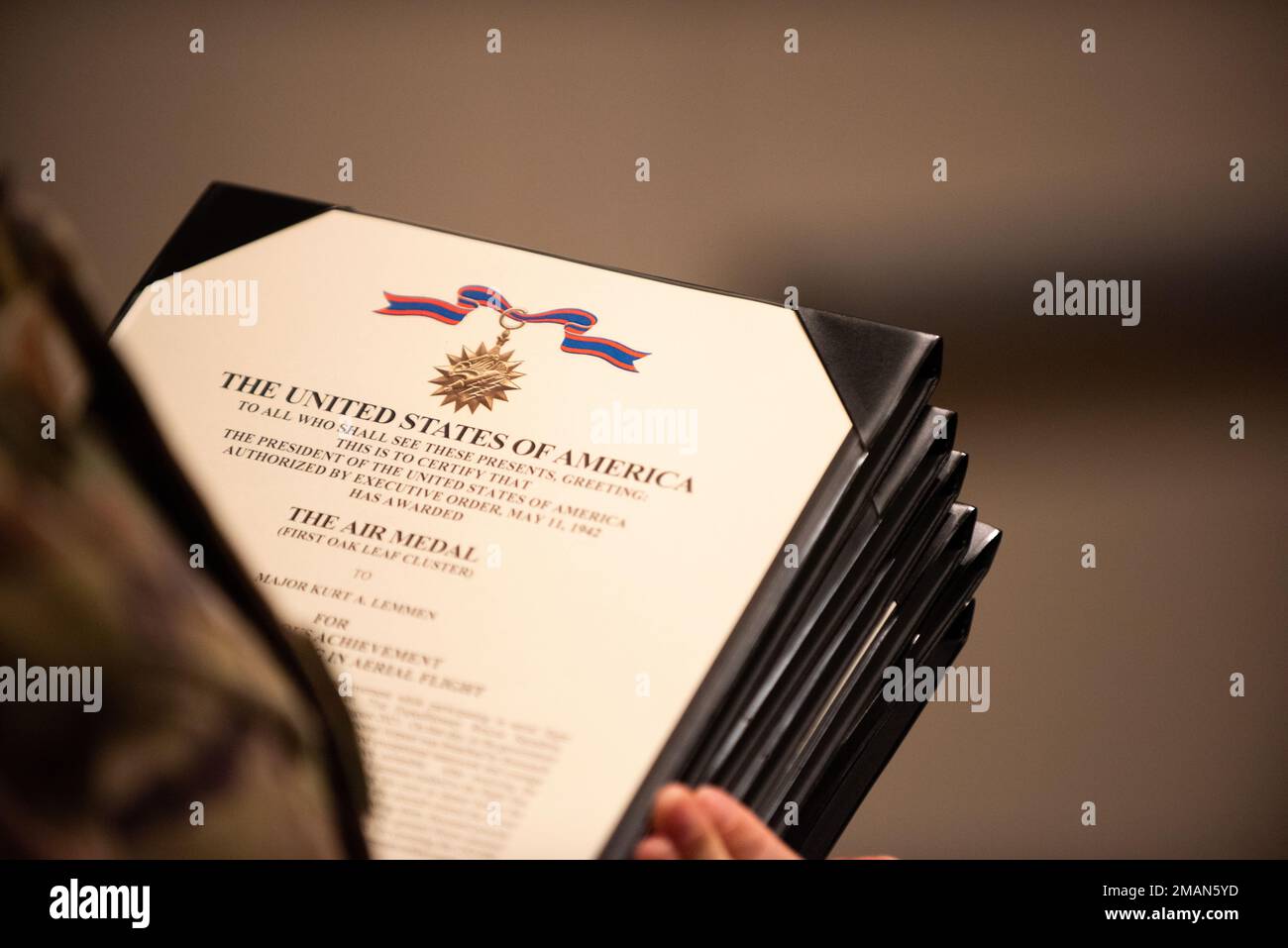 U.S. Air Force Capt. Nick Accardi, 71st Rescue Squadron, holds