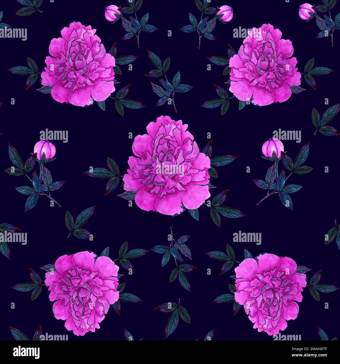 Peonies Watercolor Seamless Pattern. Hand drawn illustration Stock ...