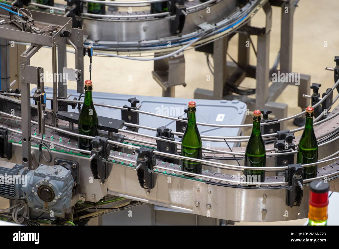 Production of cremant sparkling wine in Burgundy, France. Automatically
