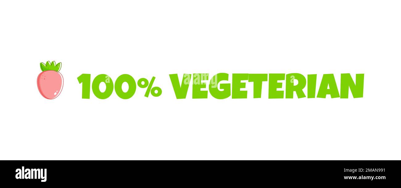 Vegetarian in simple style on white background. Healthy vegan food. Strawberry. Green natural background. Healthy eating. Vegetarian food. Organic vegetable banner. Vector illustration Stock Vector