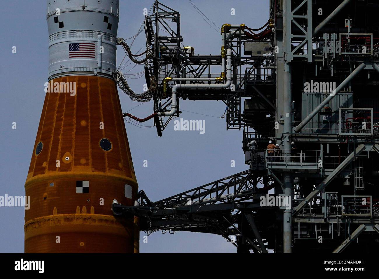 The NASA moon rocket stands on Pad 39B before the Artemis 1 mission to ...