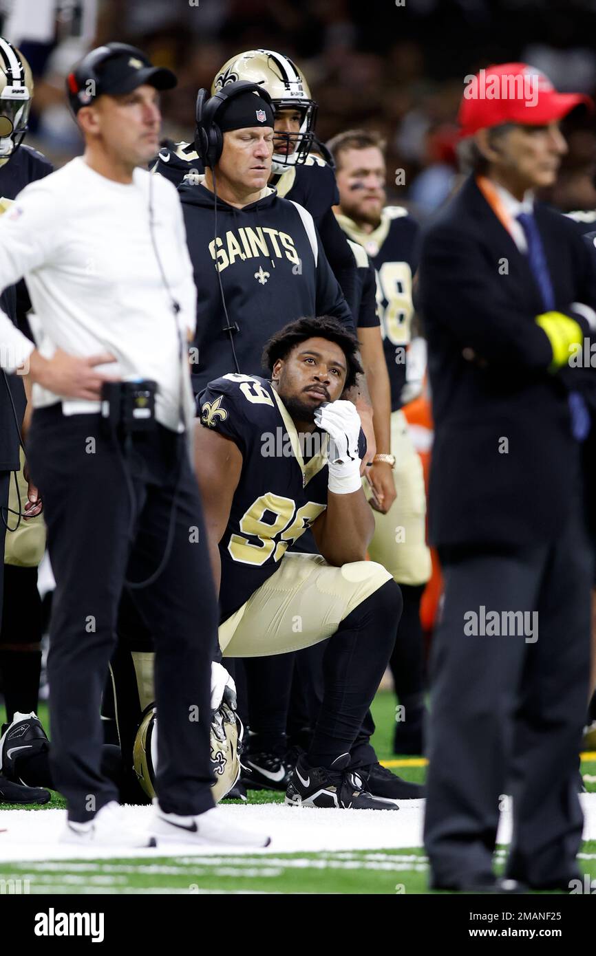 New Orleans Saints defensive tackle Shy Tuttle (99) watches from the ...