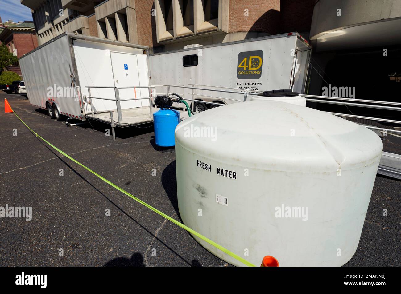 Two sets of portable showers are located on the Millsaps College campus
