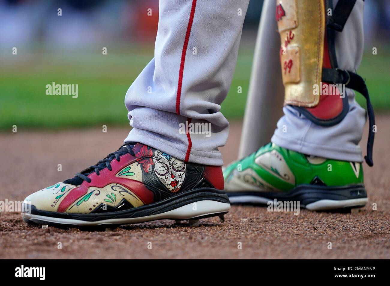 The cleats of Boston Red Sox's Alex Verdugo during a baseball game against  the Minnesota Twins, Tuesday, Aug. 30, 2022, in Minneapolis. (AP  Photo/Abbie Parr Stock Photo - Alamy