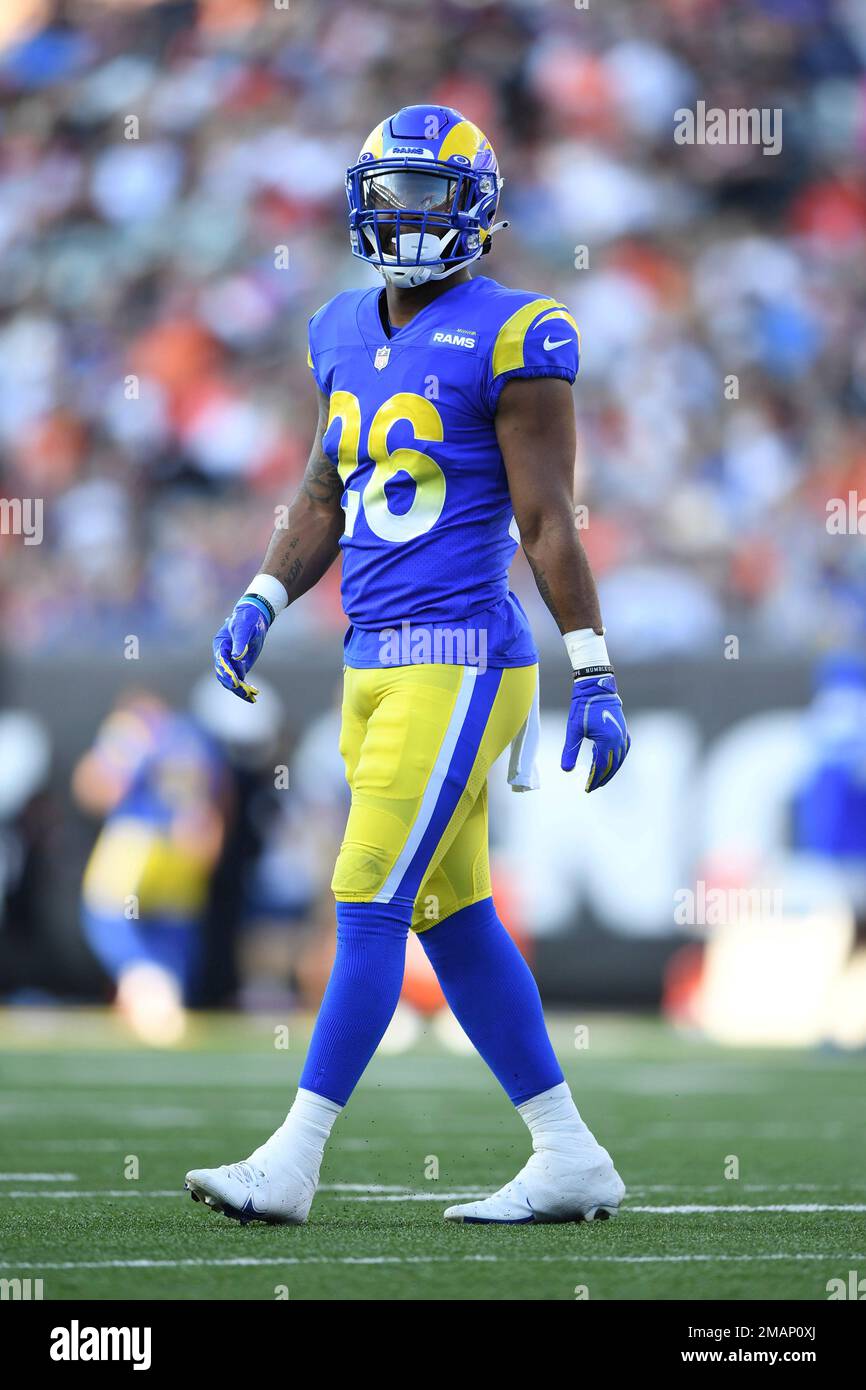 Terrell Burgess of the Los Angeles Rams lines up during an NFL