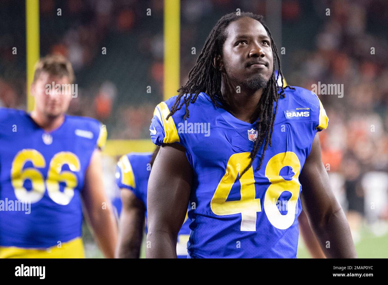 Los Angeles Rams linebacker Chris Garrett (48) walks off the field