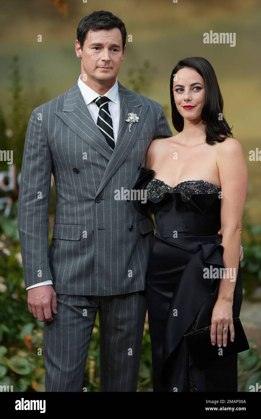 Benjamin Walker, left, and Kaya Scodelario pose for photographers upon