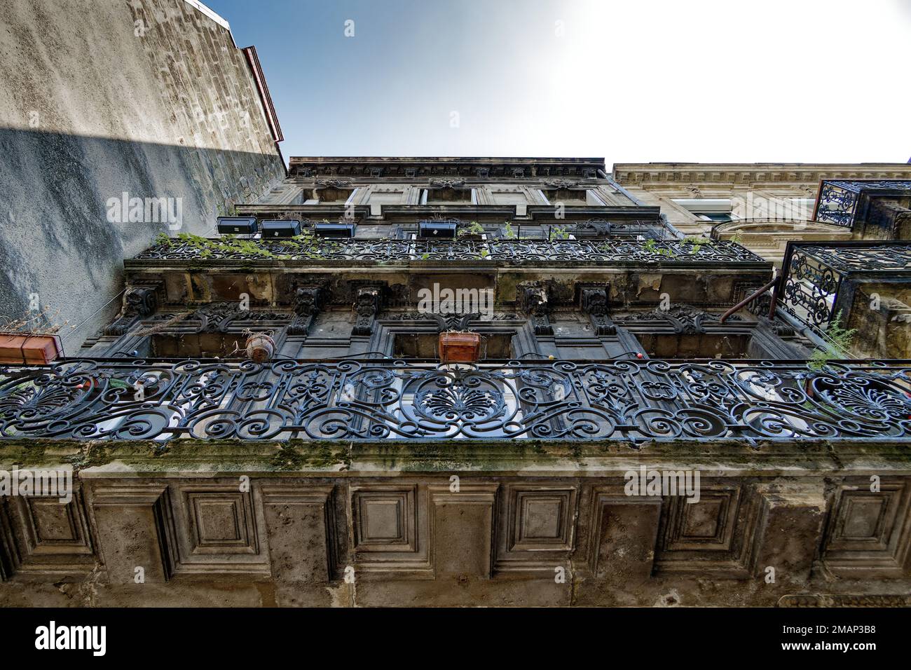 Balconies with artistic railings in Cours Victor Hugo, Bordeaux, France ...
