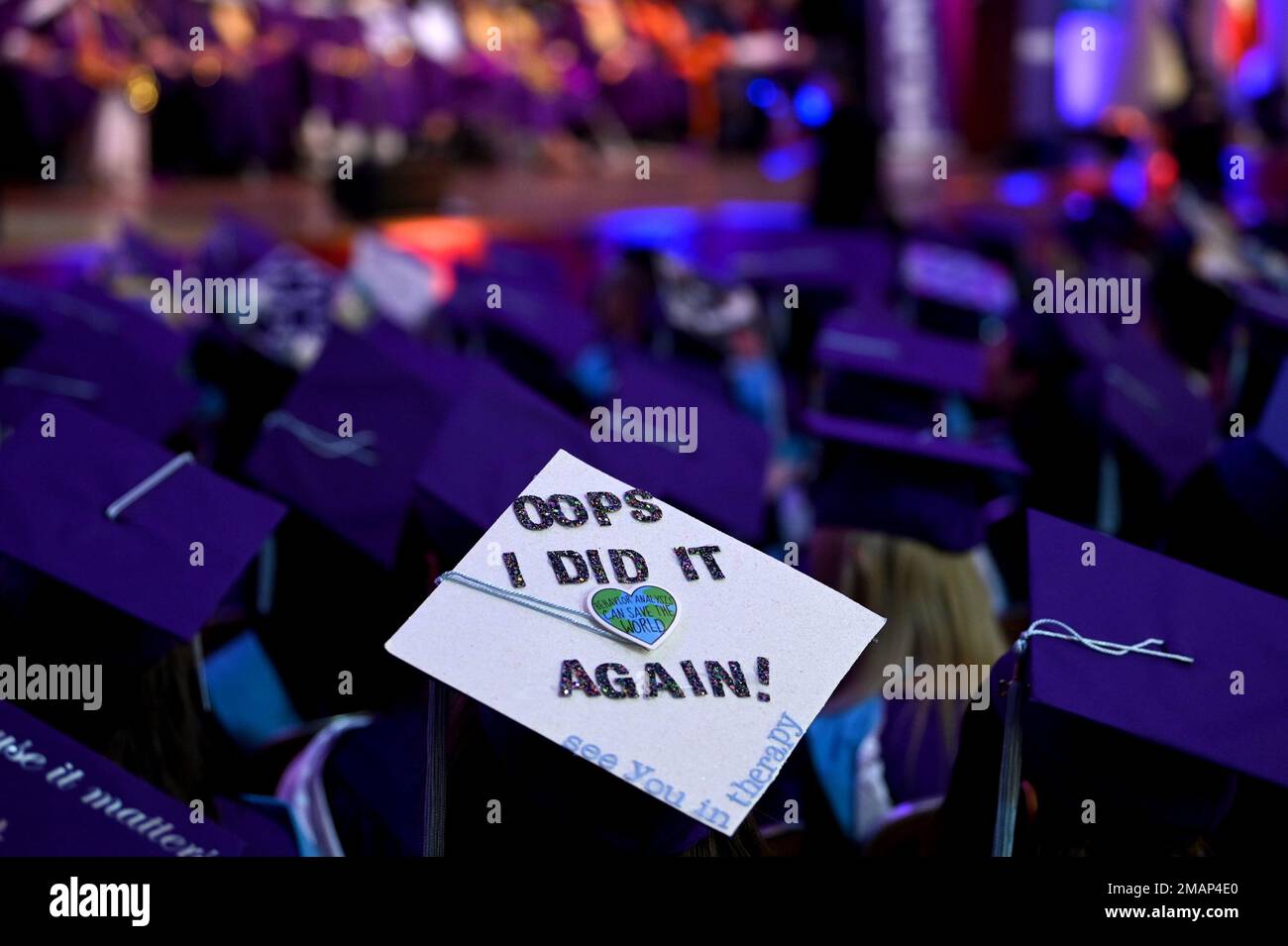 New York, USA. 19th Jan, 2023. A graduating student wears a customized